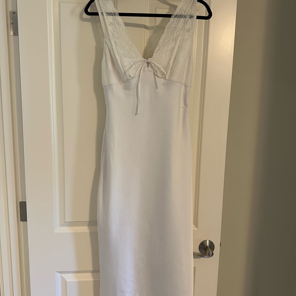 Lush White Satin Chemise with Sweetheart Neckline